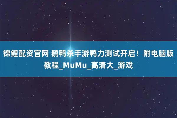 锦鲤配资官网 鹅鸭杀手游鸭力测试开启！附电脑版教程_MuMu_高清大_游戏