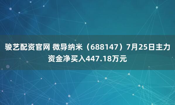 骏艺配资官网 微导纳米(688147)7月25日主力资金净买入447.18万元