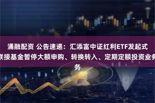 涌融配资 公告速递：汇添富中证红利ETF发起式联接基金暂停大额申购、转换转入、定期定额投资业务